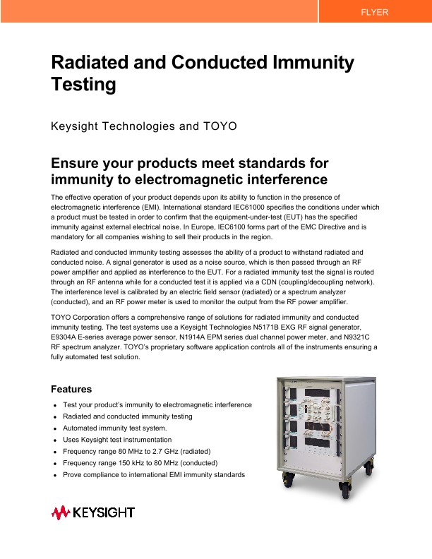Radiated and Conducted Immunity Test Systems PDF Asset Page Keysight